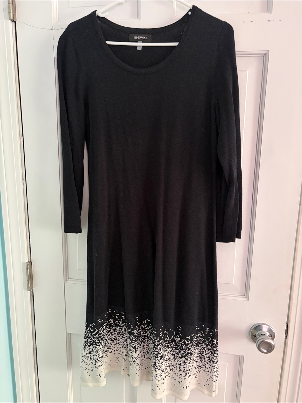 Nine West Black Midi Dress with White Speckled Hem